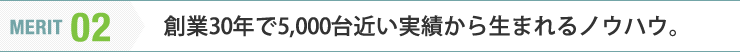 創業30年で5,000台近い実績から生まれるノウハウ。